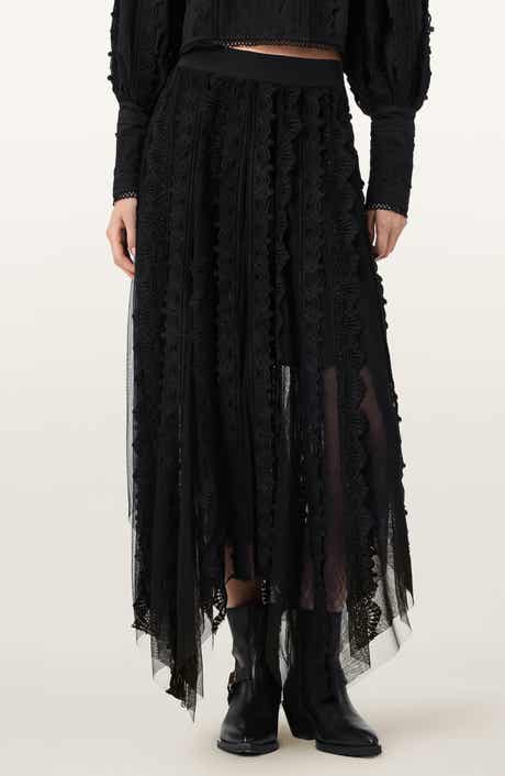 Vashtie Mixed Lace Handkerchief Hem Skirt
