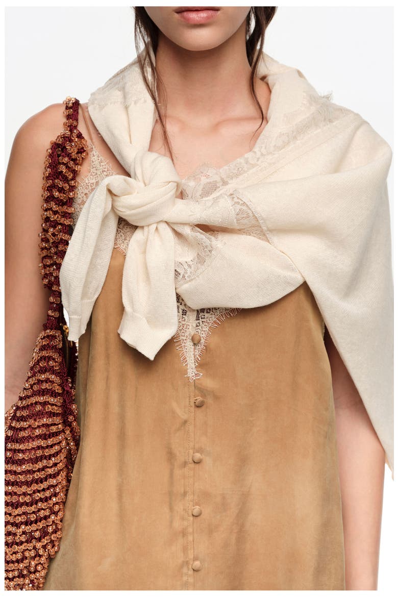 Slip Dress With Contrast Lace, Alternate, color, TOFFEE