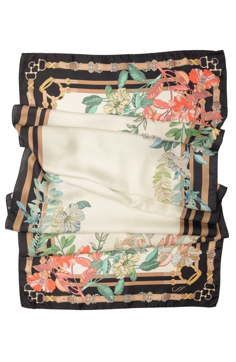 Elizabetta Mina - Long Silk Scarf for Women, Alternate, color, Black