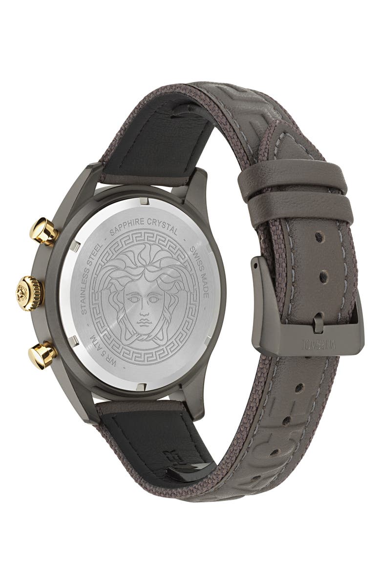 Versace Master Chronograph Leather Strap Watch, 44mm, Alternate, color,
