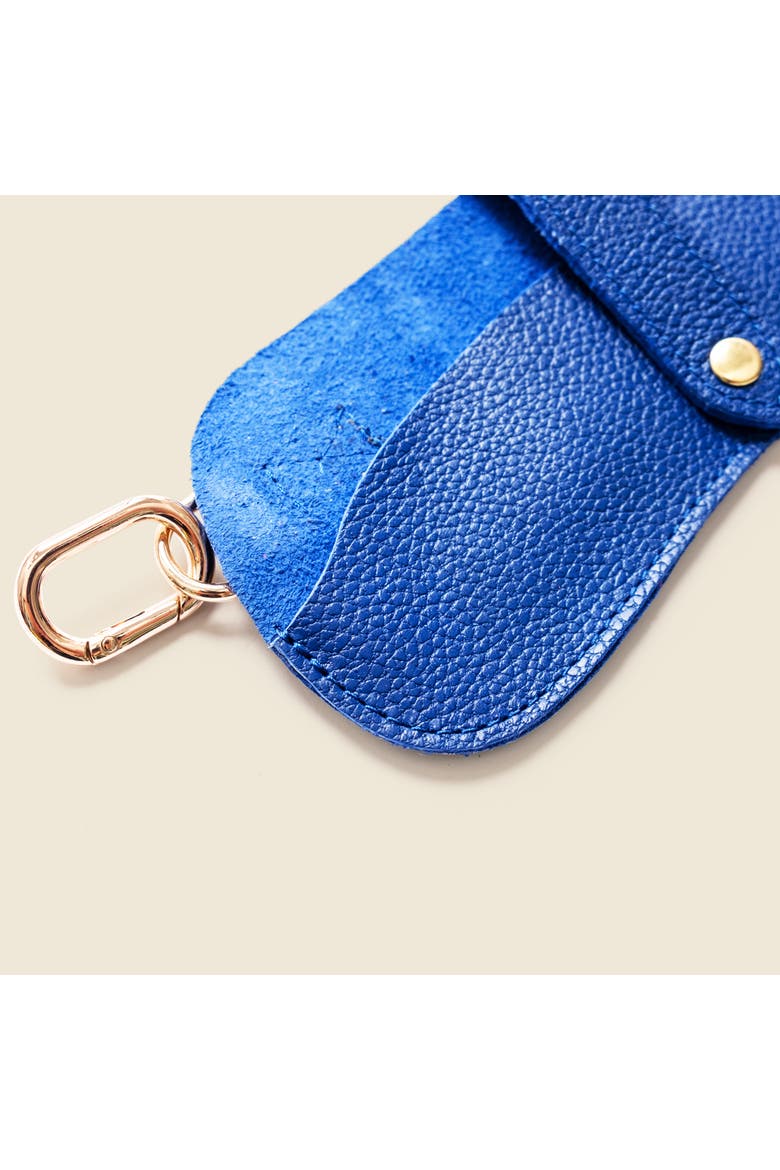 Leather Sunglasses Case with Key Ring, Alternate, color, Cobalt Blue