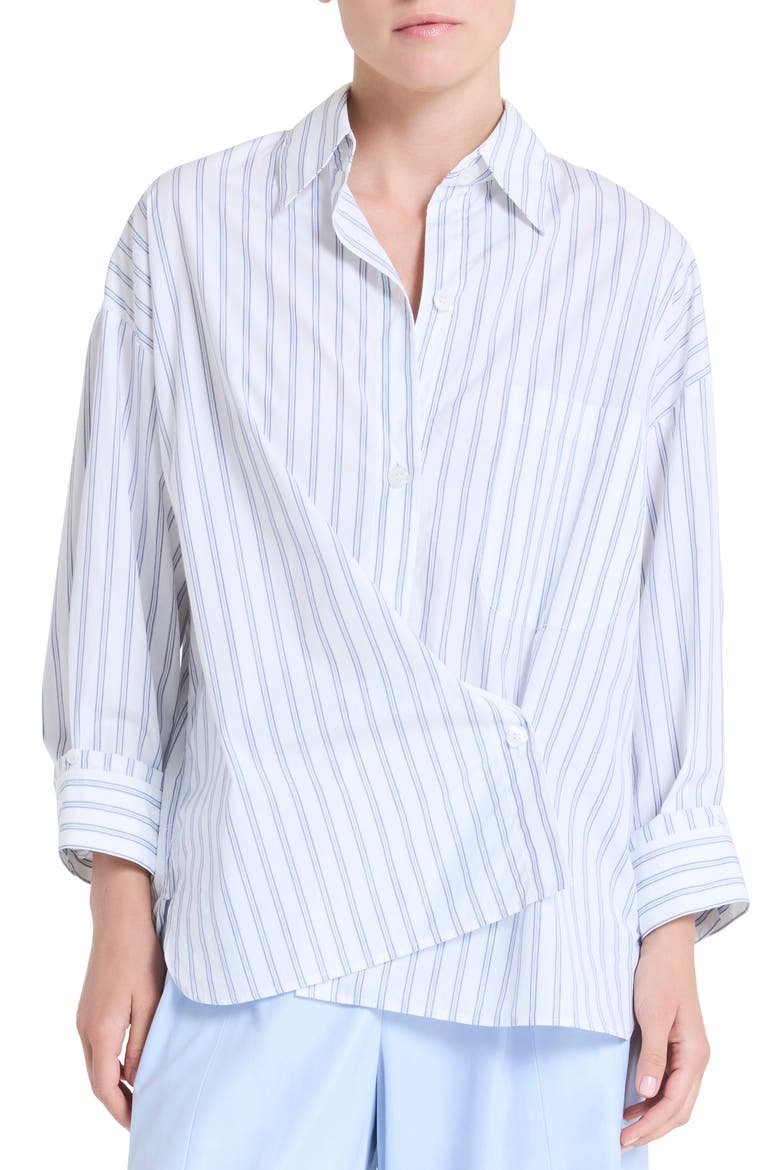 New Earl Stripe Cotton Button-Up Shirt, Main, color, WHITE / MIDNIGHT