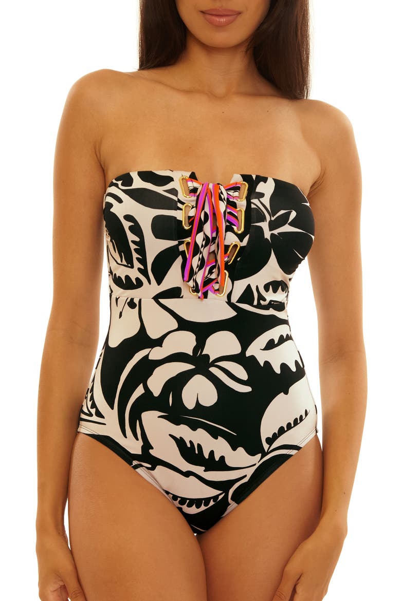 Bandeau One-Piece Swimsuit, Main, color, FLORENCE (FLO)