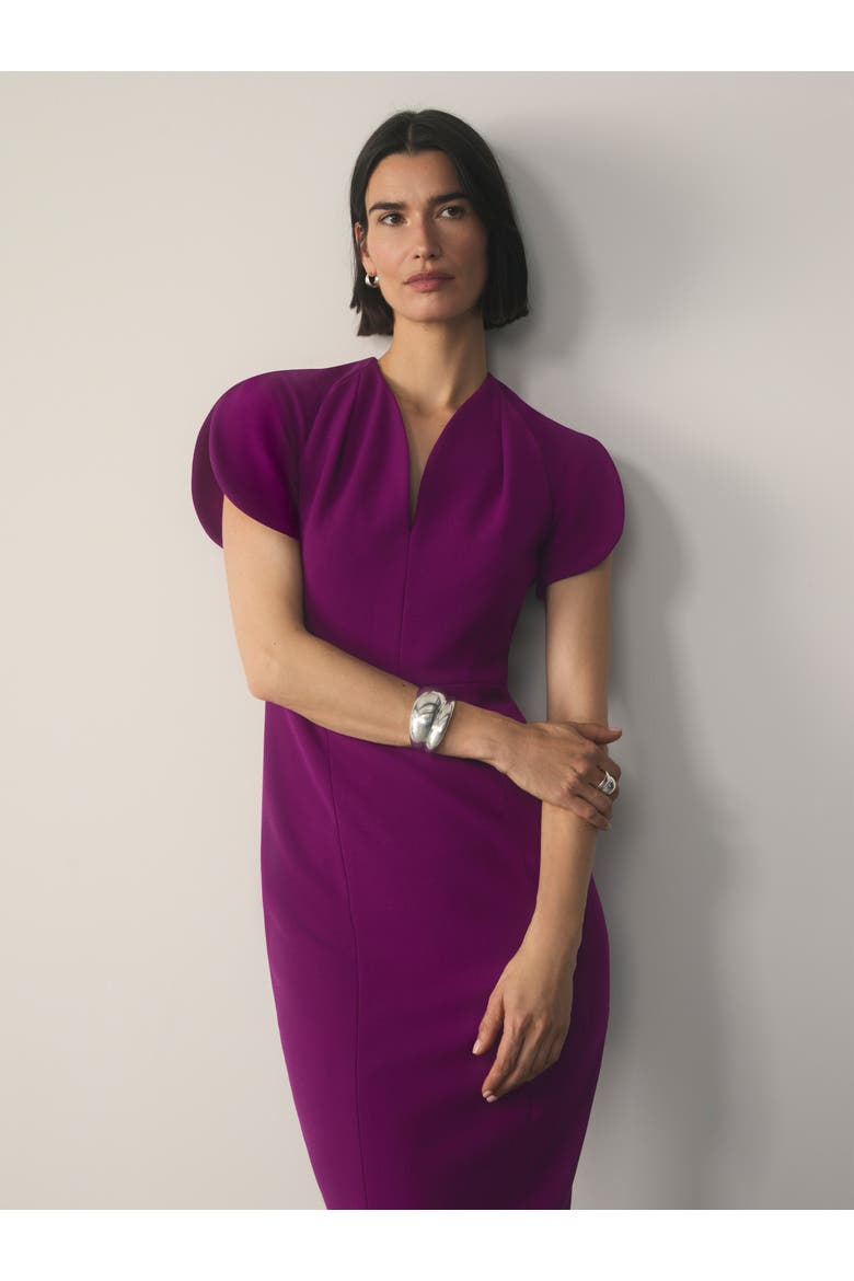 Paola Sculpt Stretch Crepe Dress, Alternate, color, Purple