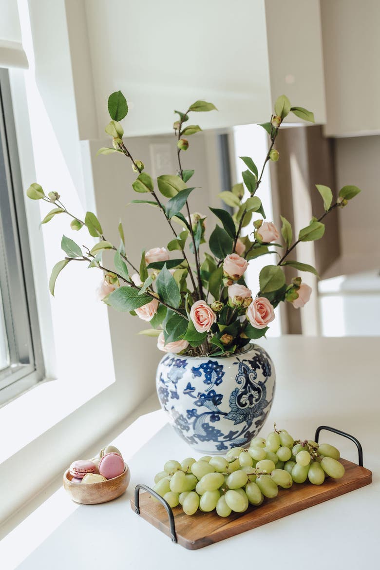 Beau Toile Rose Branch Arrangement, Alternate, color, Pink