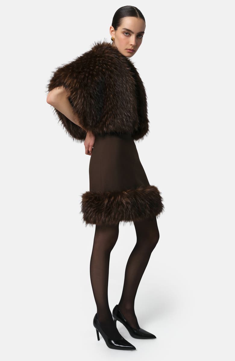 Apparis Devin Faux Fox Fur Shrug, Alternate, color, Dark Brown