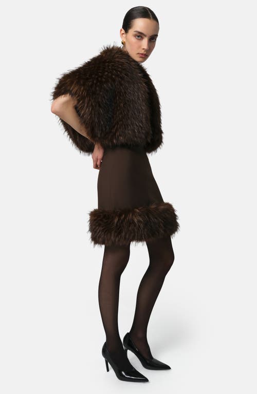 Apparis Devin Faux Fox Fur Shrug In Brown