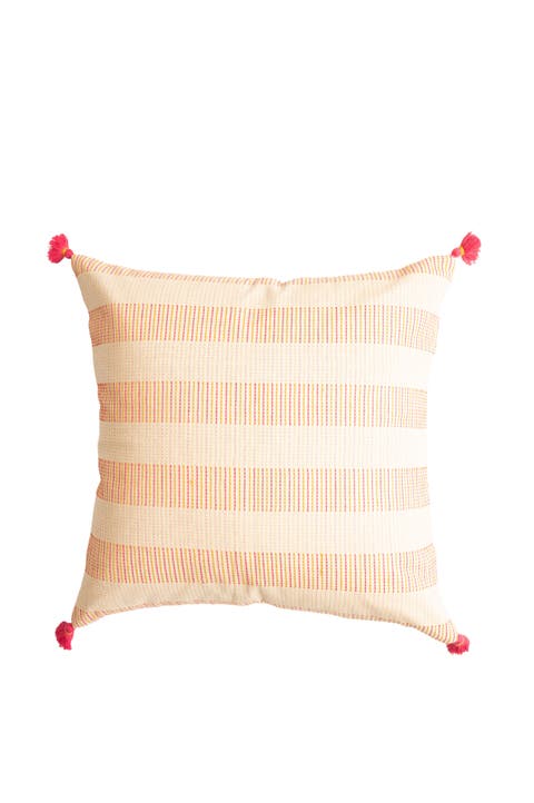 Ranisa Handloom Square Pillow Cover with Tassels