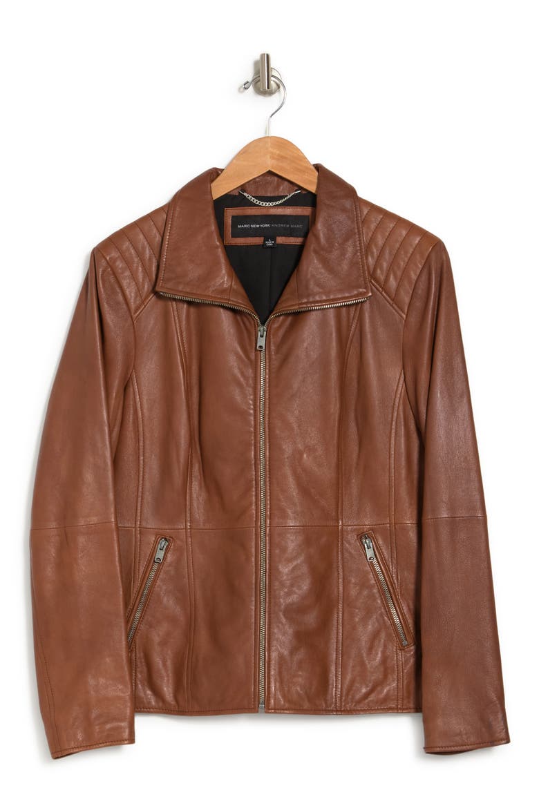 Fabian Leather Jacket, Alternate, color, COGNAC