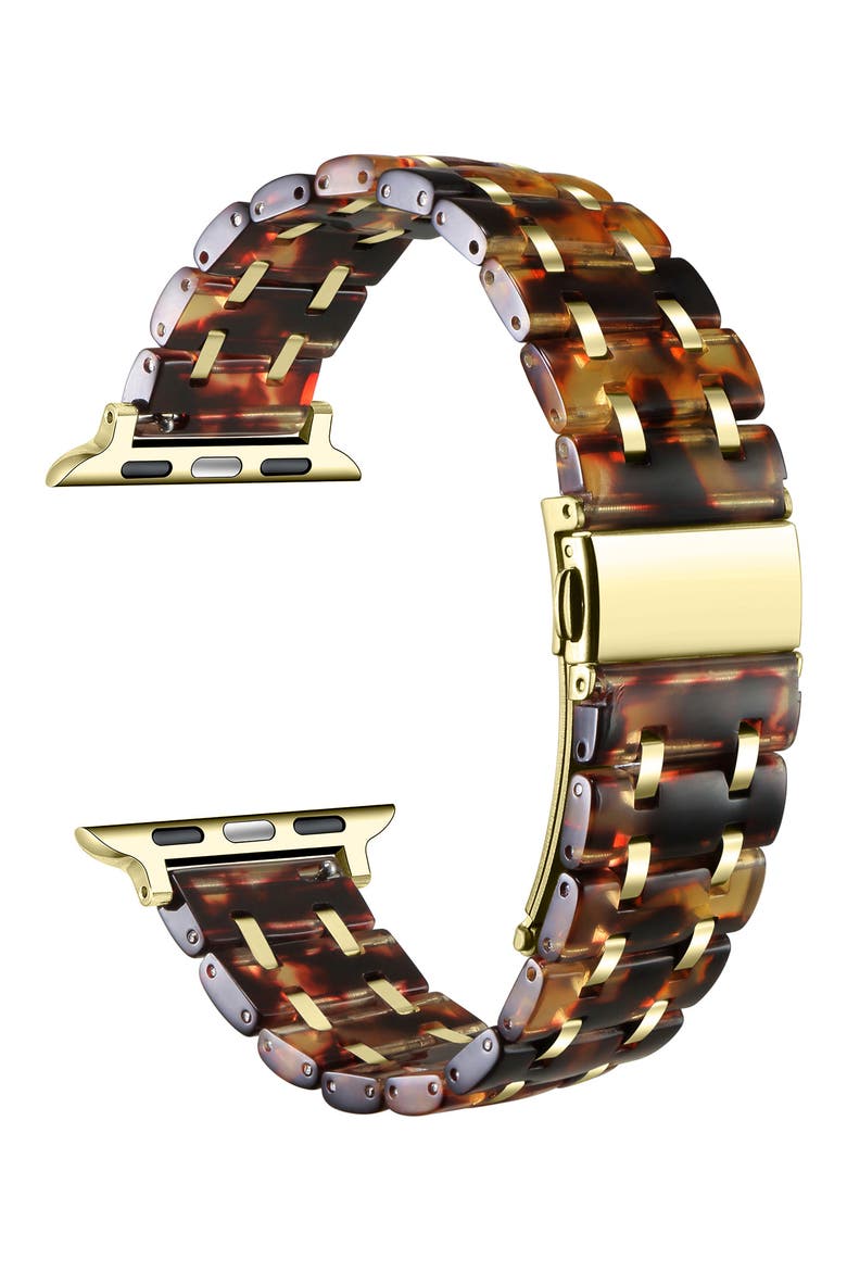 Alana Resin & Stainless Steel Apple Watch® Bracelet Watchband, Alternate, color, BROWN TORTOISE/ GOLD