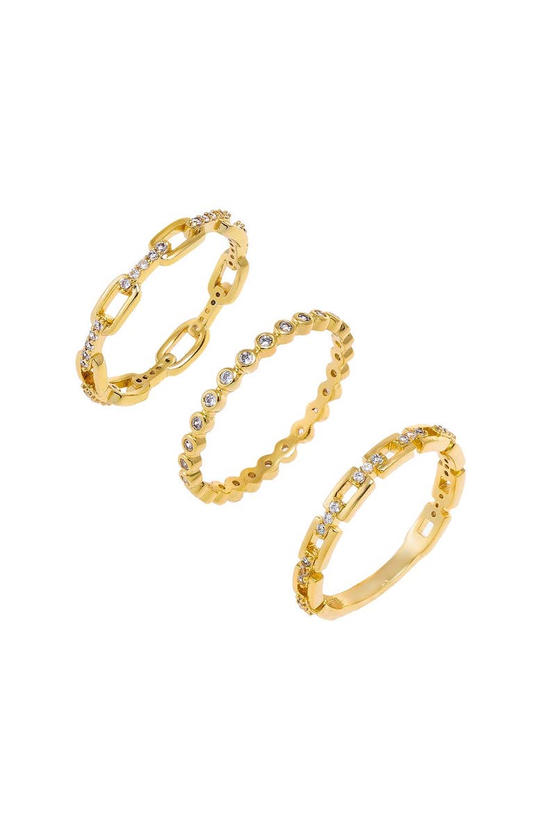 BY ADINA EDEN CZ Dainty Stacking Rings Combo Set, Main, color, Gold