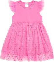 Sweet Wink Raspberry Rhinestone Short Sleeve Tutu Dress