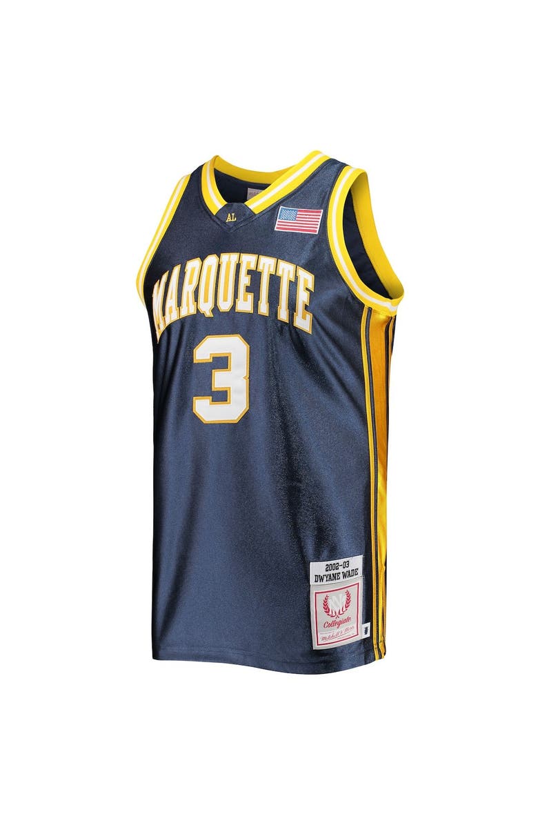 Mitchell & Ness Men's Mitchell & Ness Dwyane Wade Navy Marquette Golden Eagles 2002/03 Authentic Throwback College Jersey, Alternate, color, 