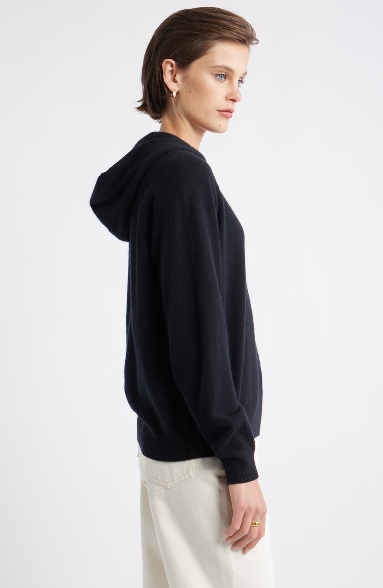 Nordstrom Cashmere Sweater Hoodie, Alternate, color, Black Rock