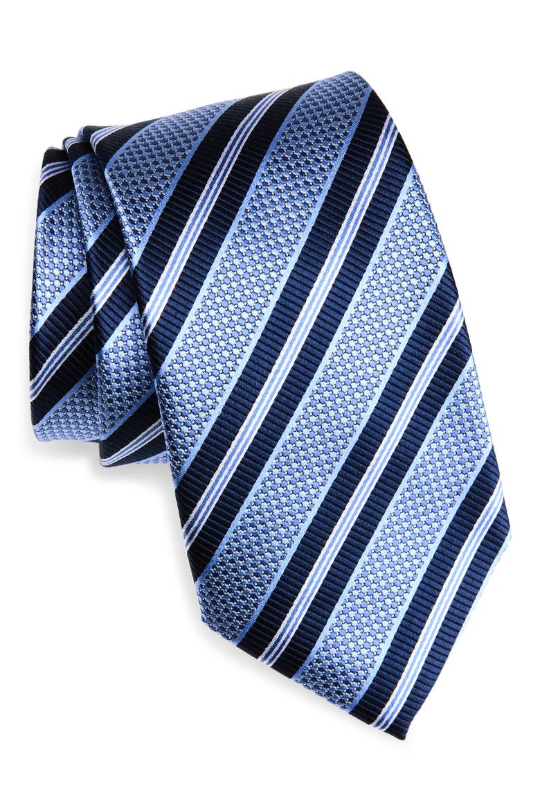 Stripe Silk Tie, Main, color, LIGHT BLUE