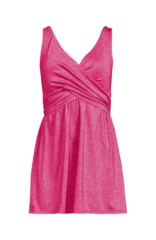 LANDS' END LANDS' END SLENDERSUIT V-NECK WRAP SWIM DRESS ONE PIECE SWIMSUIT ADJUSTABLE STRAPS 