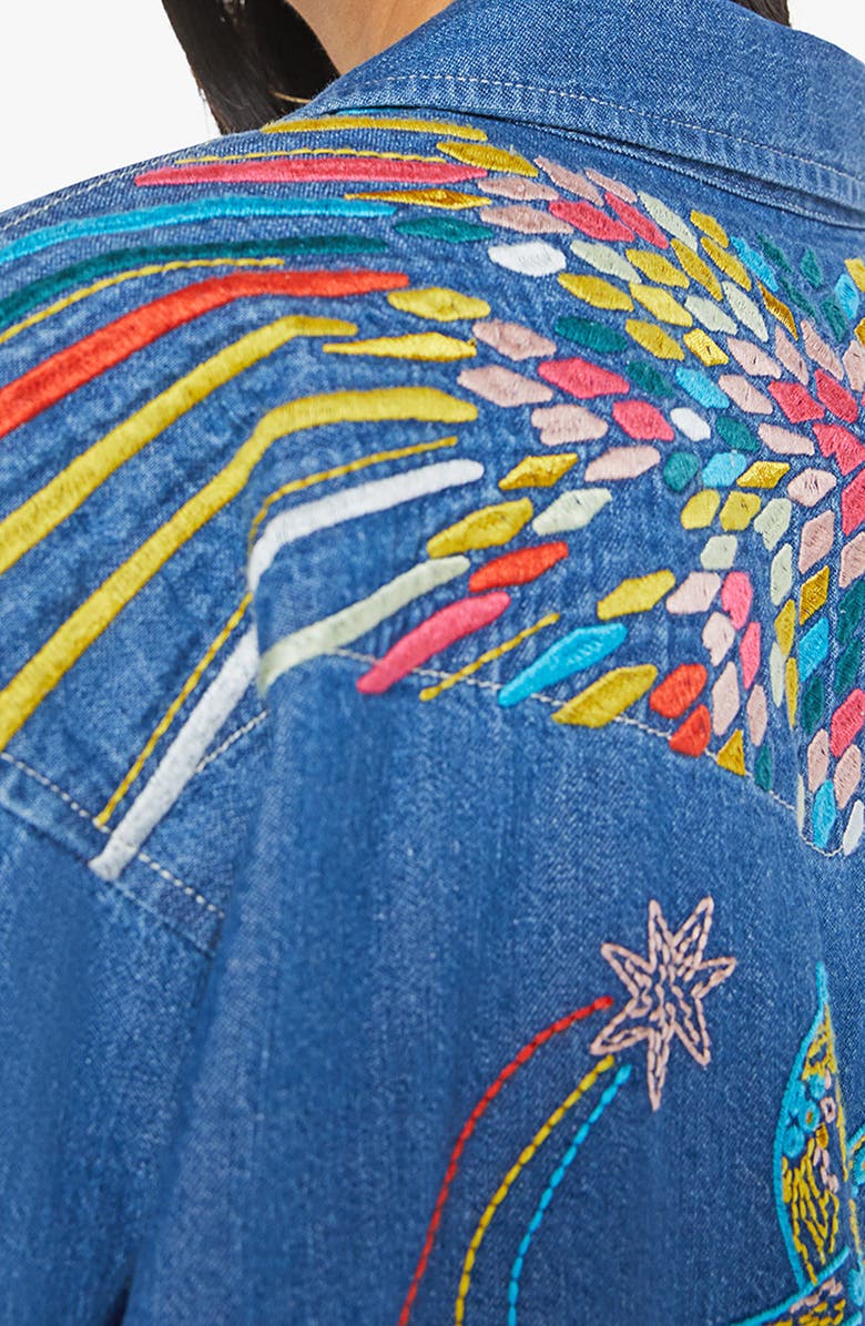 MOTHER The Exes & Ohs Embroidered Denim Western Shirt, Alternate, color,