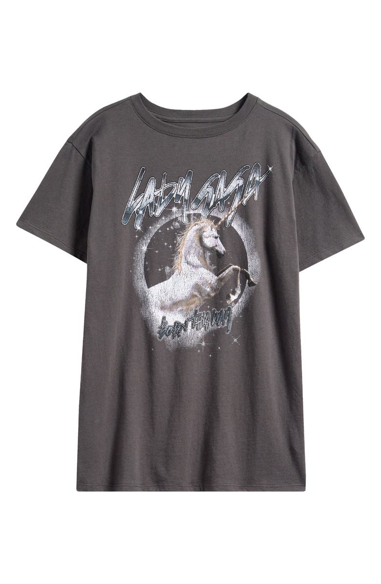 Treasure & Bond Kids' Oversize Cotton Graphic T-Shirt, Main, color, Black Raven Lady Gaga Unicorn