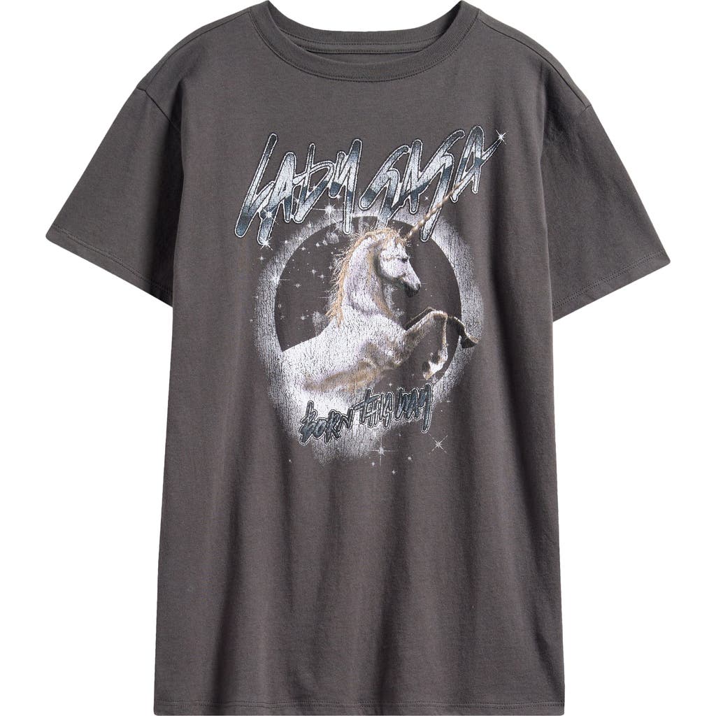 Treasure & Bond Kids' Oversize Cotton Graphic T-shirt In Black