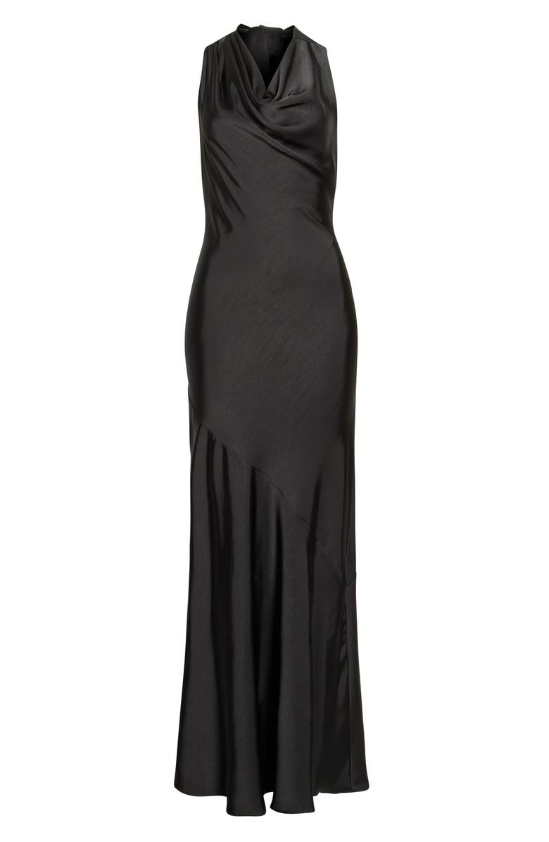 ASTR the Label Varya Cowl Neck Satin Maxi Slipdress, Alternate, color, Black