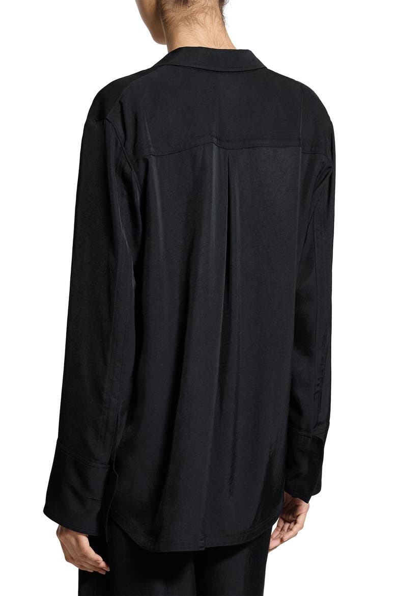 Washed Twill One-Button Blazer Shirt, Alternate, color, BLACK