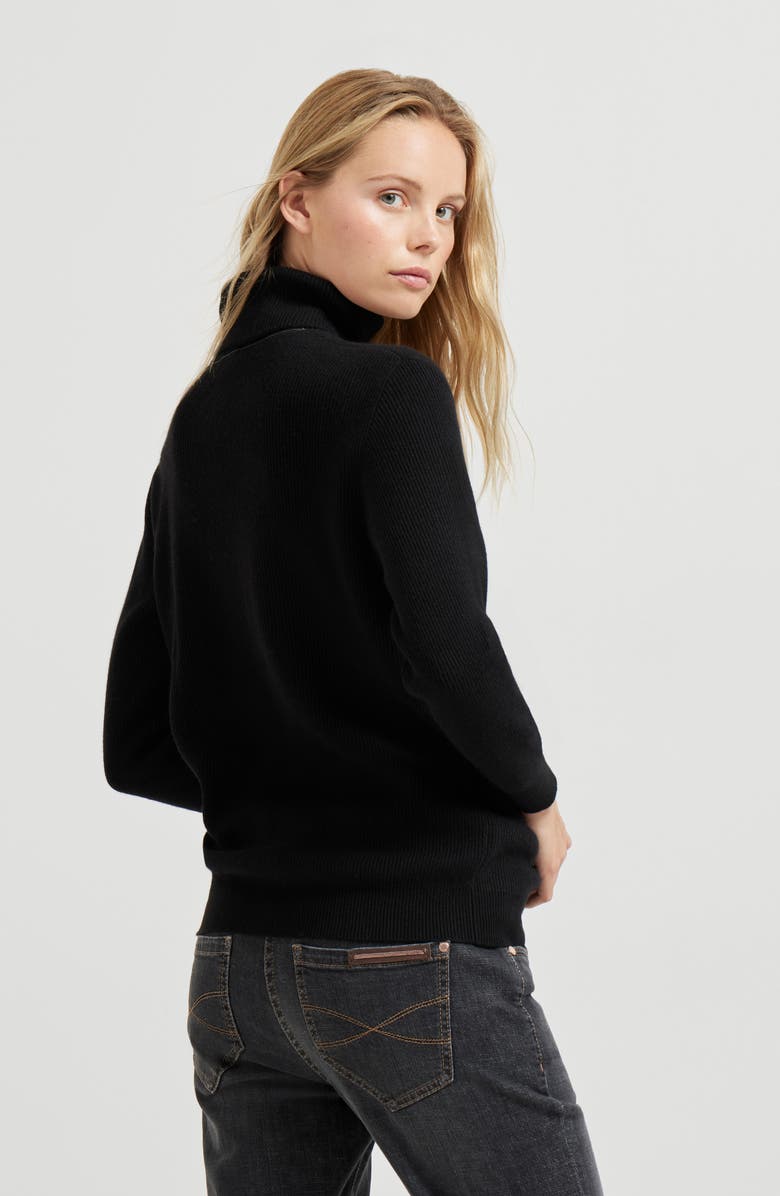 Brunello Cucinelli English Rib knit sweater, Alternate, color, Black