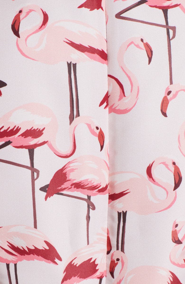 RED Valentino Flamingo Print Faille Fit & Flare Dress, Alternate, color, 