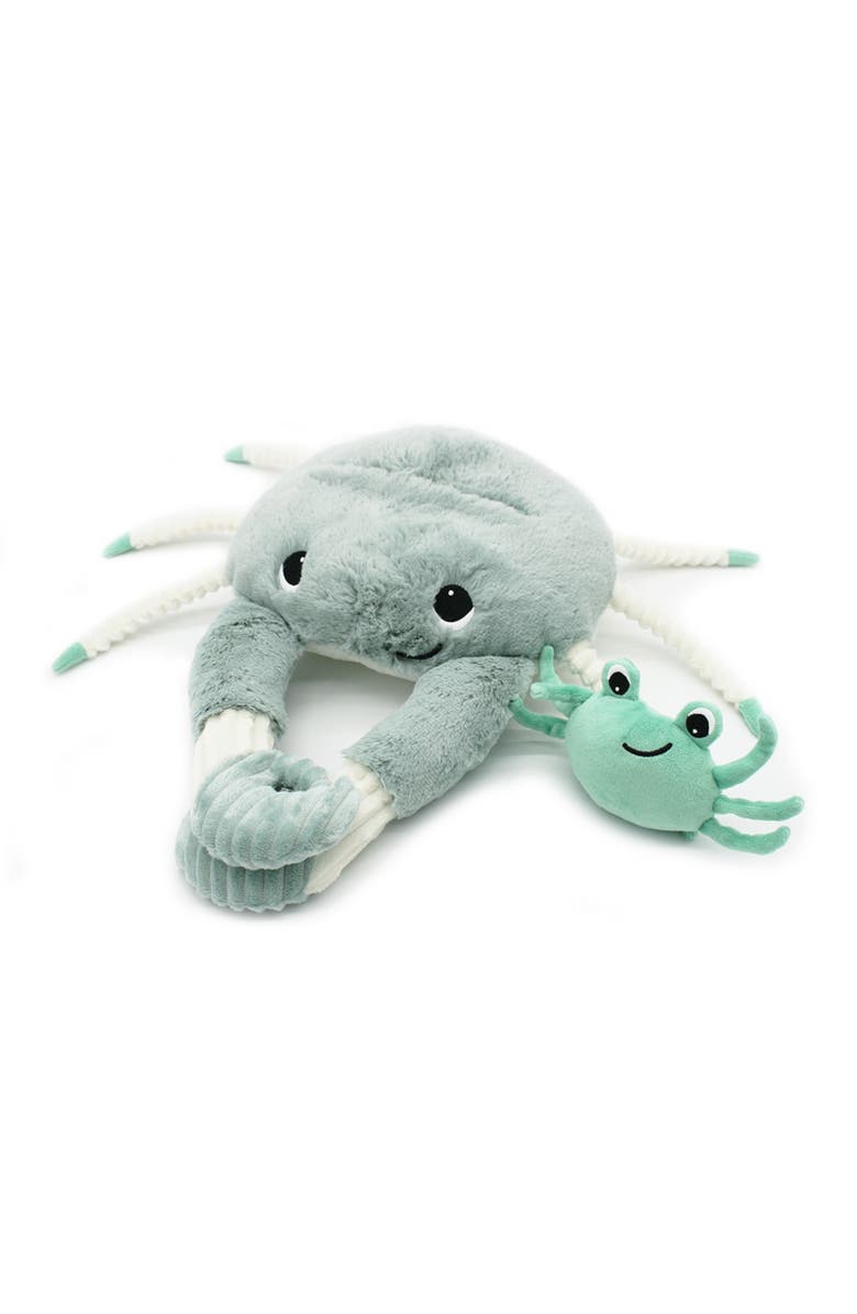 Les Ptipotos Crab Mom & Her Baby - Secret Keeper Plush Toy, Eco-Friendly, Soft & Washable, Main, color, Mint