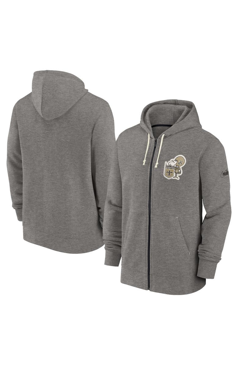 Nike Men's Nike Heather Charcoal New Orleans Saints Historic Lifestyle Full-Zip Hoodie, Main, color, Heather Charcoal