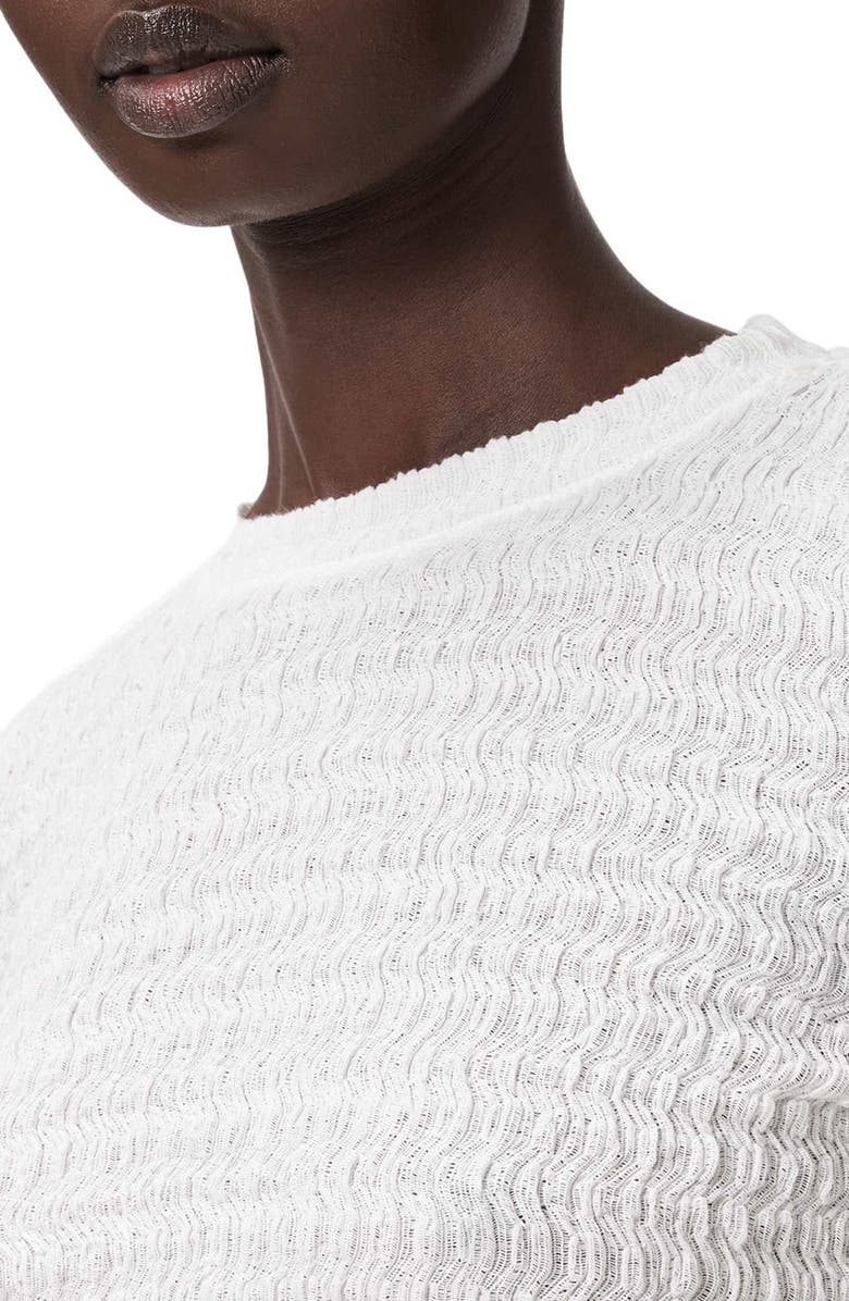 AllSaints Long Sleeve Shirred Top, Alternate, color, White