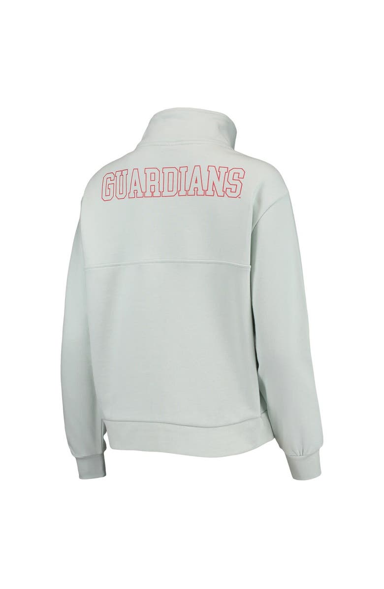 THE WILD COLLECTIVE Women's The Wild Collective Light Blue Cleveland Guardians Two-Hit Quarter-Zip Pullover Top, Alternate, color, 