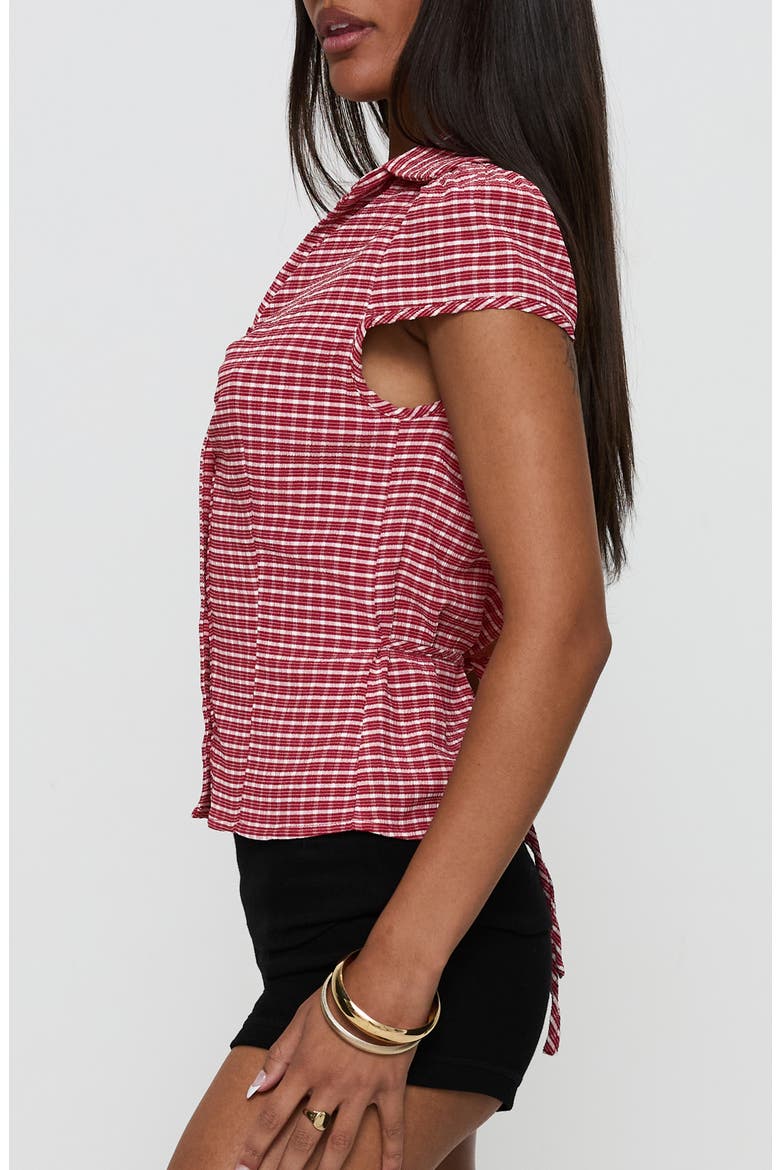 Arianwyn Gingham Button-Up Shirt, Alternate, color, RED CHECK