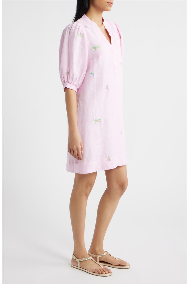 Mialeigh Embroidered Linen Shift Dress, Alternate, color, PINK DERBY DITSY