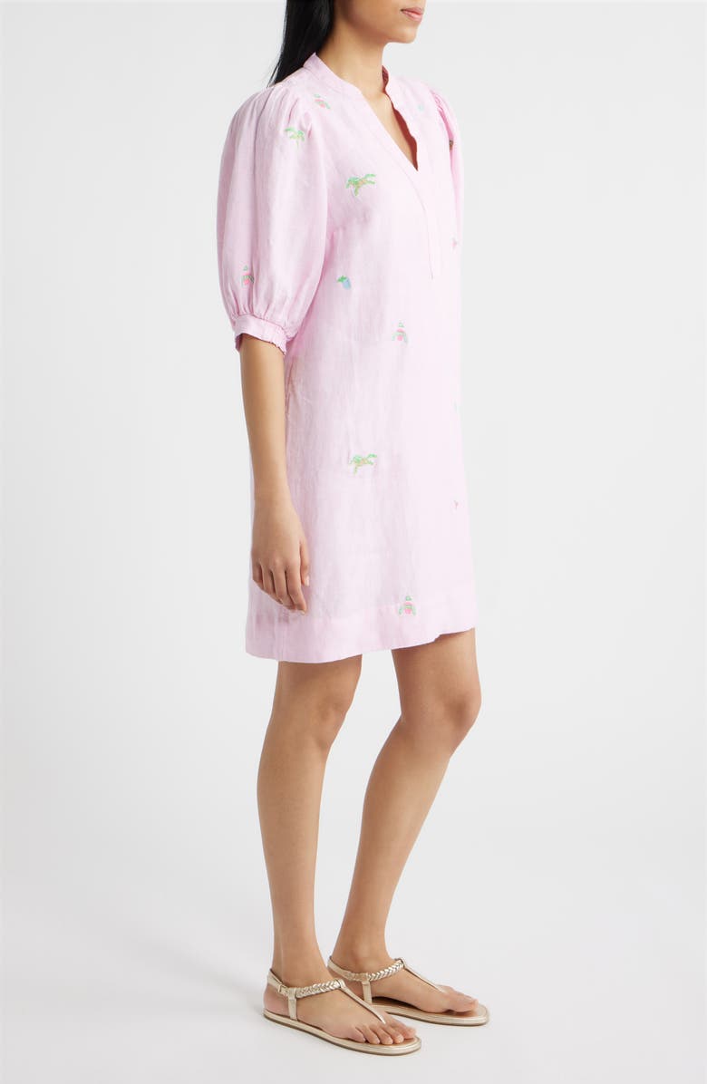 Lilly Pulitzer<sup>®</sup> Mialeigh Embroidered Linen Shift Dress, Alternate, color, Pink Derby Ditsy