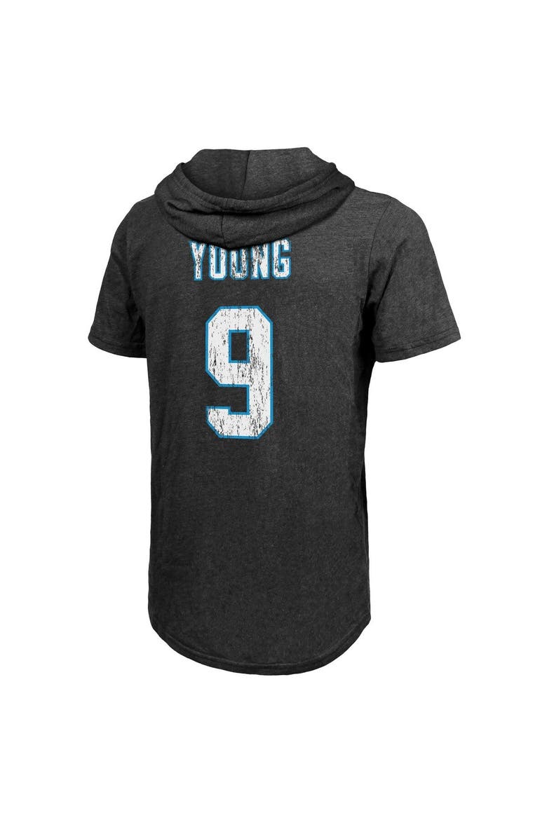 Men's Majestic Threads Bryce Young Black Carolina Panthers Player Name & Number Tri-Blend Slim Fit Hoodie T-Shirt, Alternate, color, Black