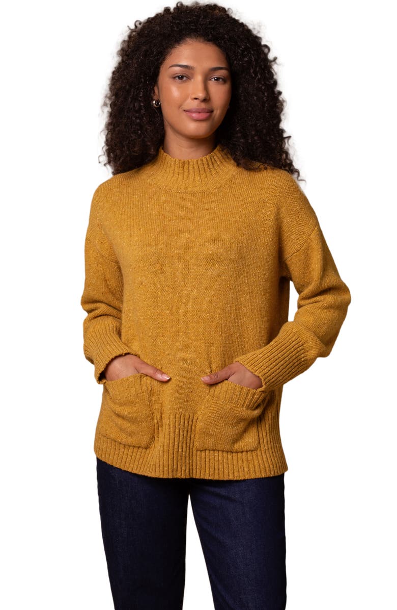 Celtic & Co. Flecked Patch Pocket Sweater, Main, color, Saffron