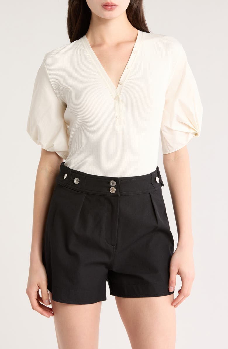 Fallon Puff Sleeve Mixed Media T-Shirt