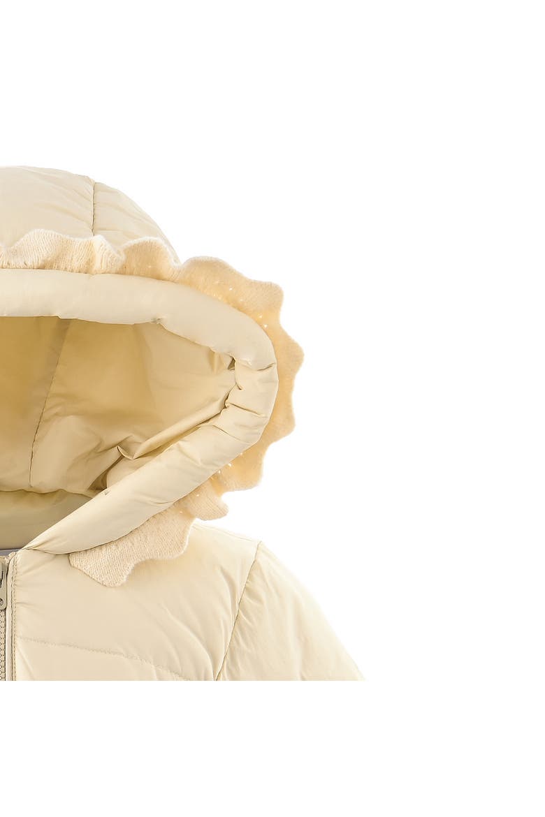 Ruffle-Hood Coat with Matching Scarf, Alternate, color, Beige