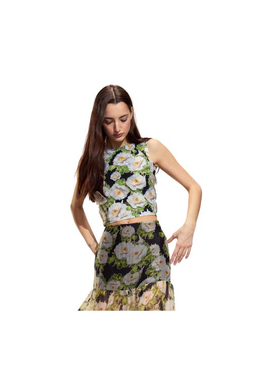 Cynthia Rowley Cornelia Flower Applique Top In Green