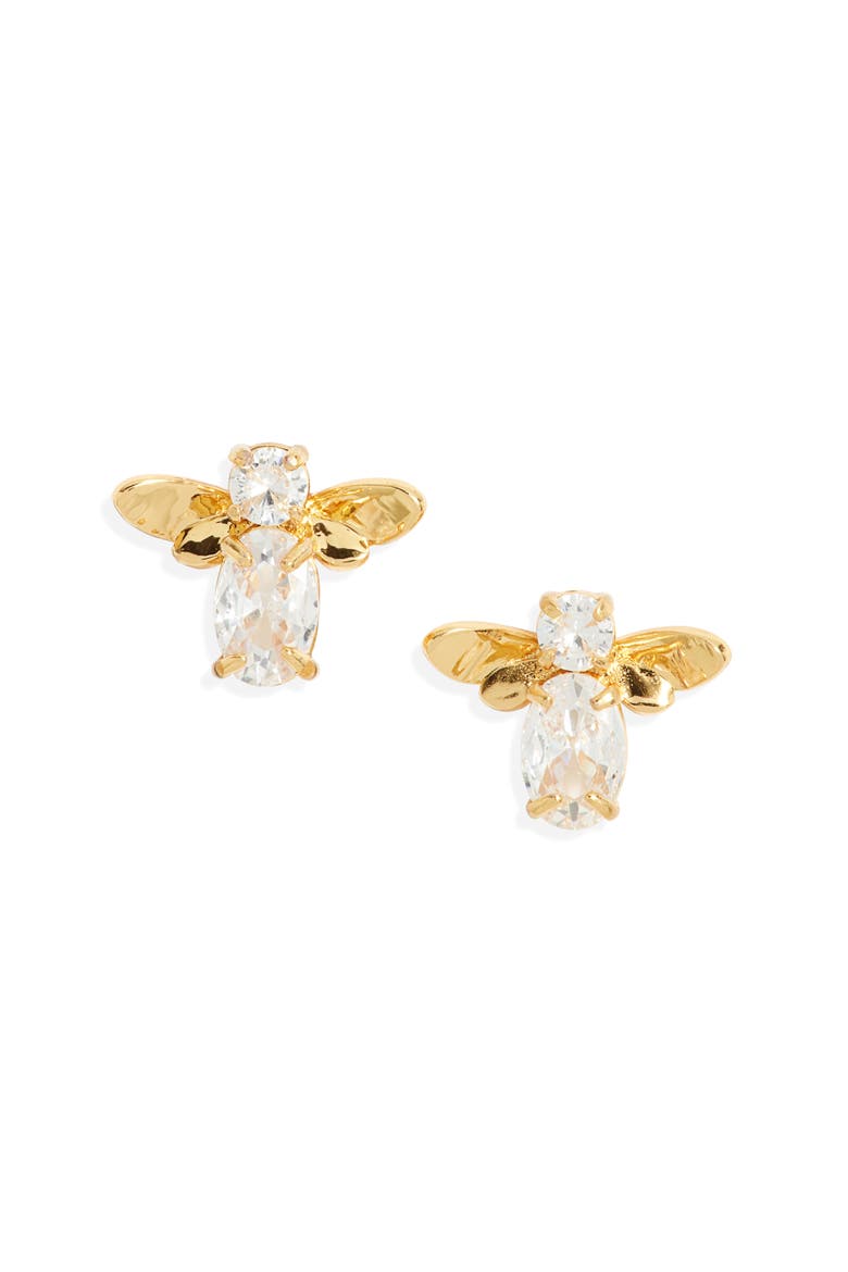 Honey Bee Crystal Stud Earrings, Main, color, CRYSTAL/ YELLOW GOLD