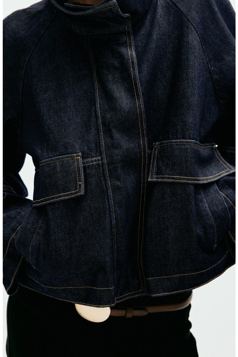 Funnel Neck Nonstretch Denim Jacket, Alternate, color, OPEN BLUE