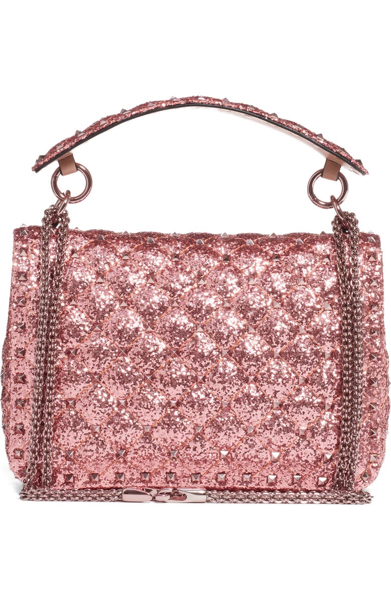 Valentino Garavani Medium Spike It Glitter Shoulder Bag, Alternate, color,