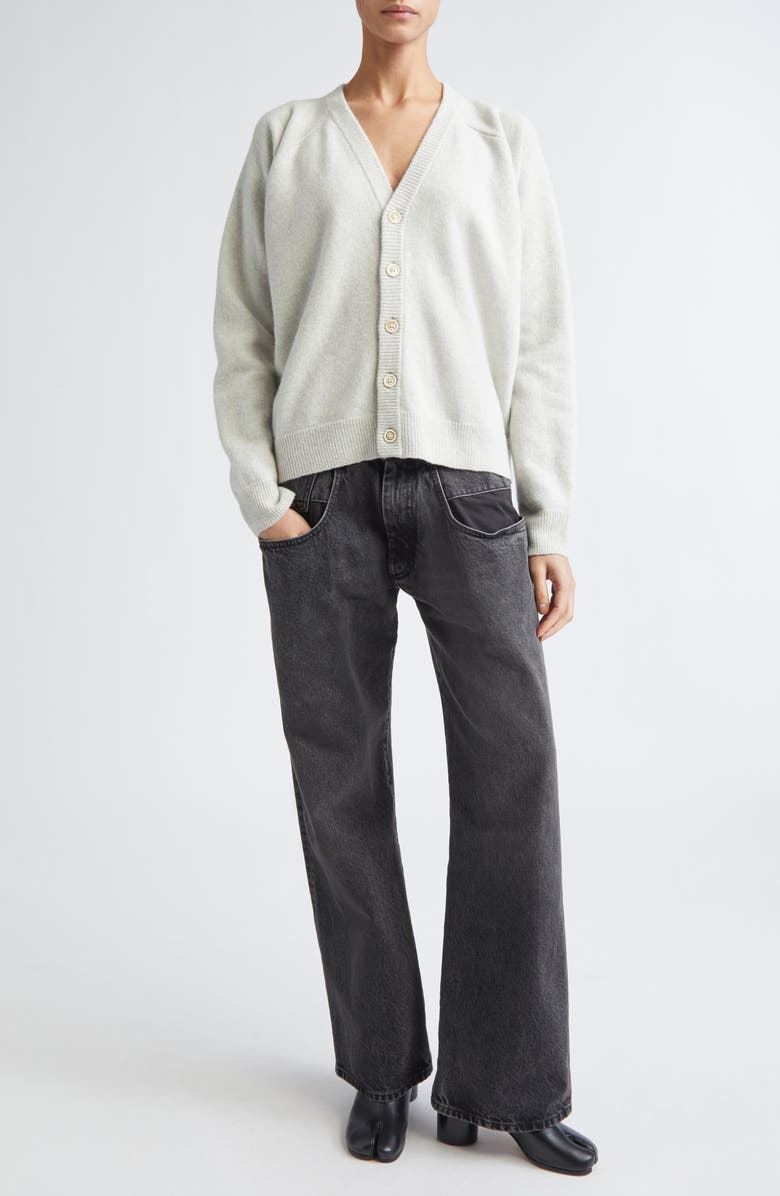 Maison Margiela Wool V-Neck Cardigan, Alternate, color, Light Grey
