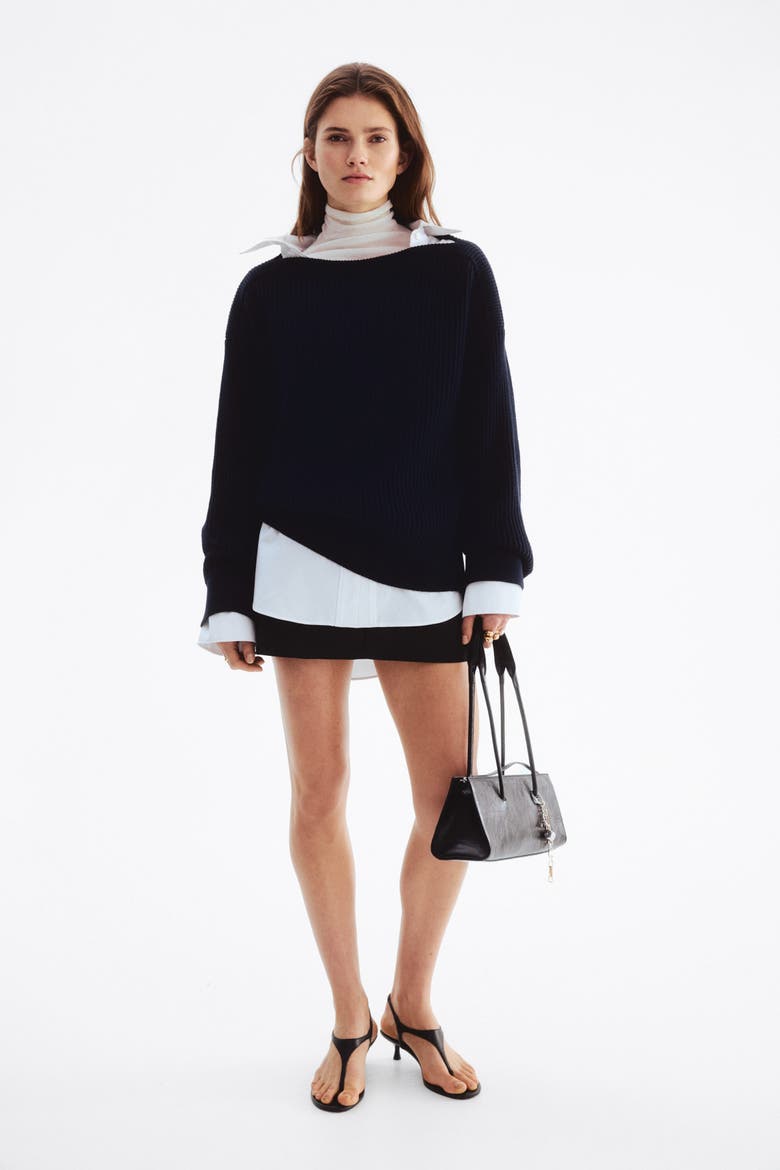 Oversized Wool-blend Jumper, Alternate, color, Navy blue