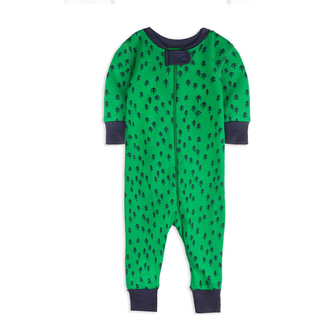 Shop Mightly 100% Organic Cotton Print Snug Fit Baby Pajamas In Evergreen Trees