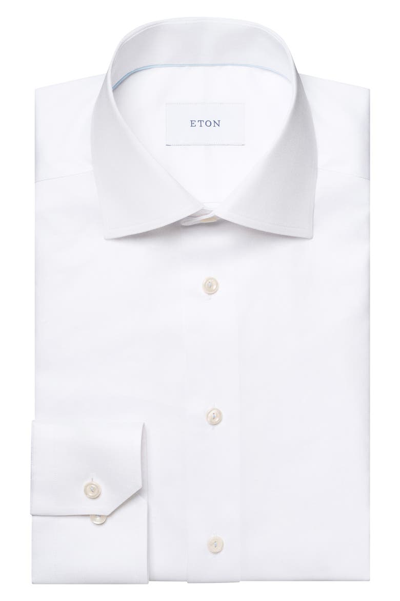 Slim Fit Twill Dress Shirt, Main, color, WHITE