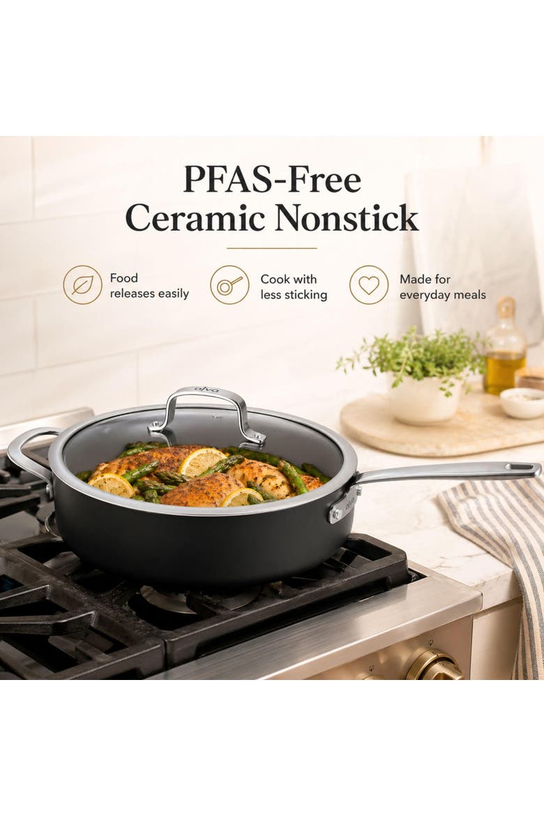 Maestro 4-Quart Ceramic Nonstick Sauté Pan with Lid, Alternate, color, Black