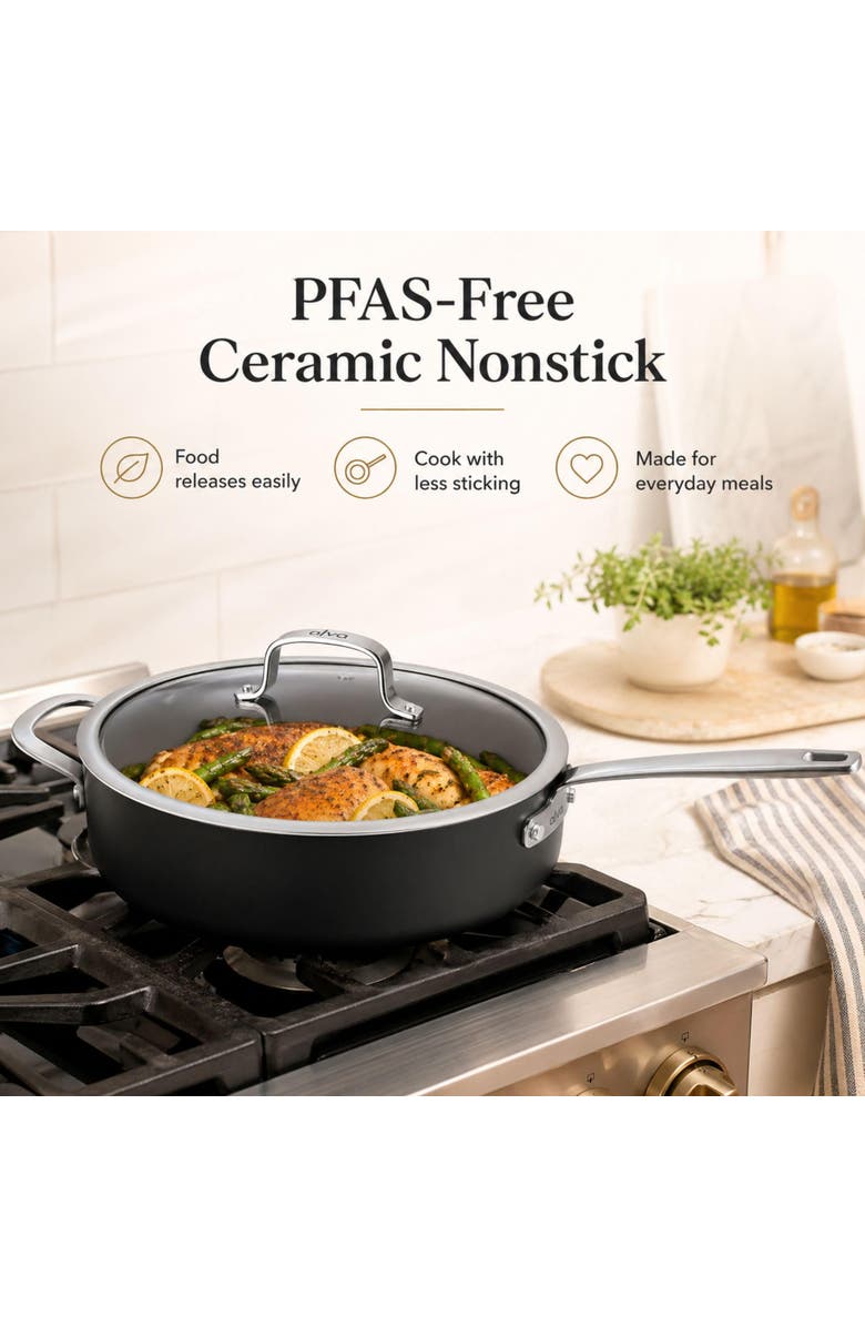 Alva Maestro 4-Quart Ceramic Nonstick Sauté Pan with Lid, Alternate, color, Black