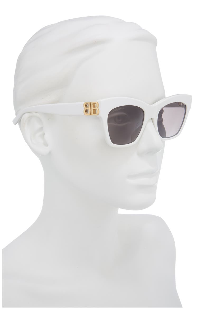 53mm Cat Eye Sunglasses, Alternate, color, WHITE/ GOLD/ GREY