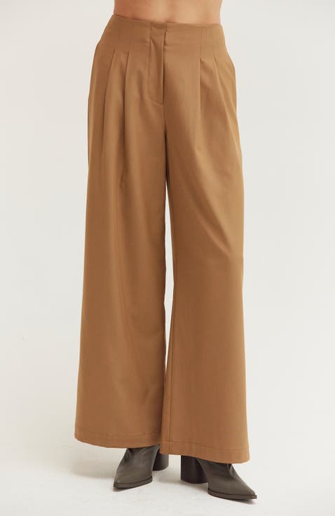 Pleated Wide Leg Trousers